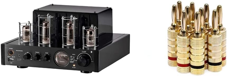 Monoprice Stereo Hybrid Tube Amplifier 2019 Edition, 25 Watt with Bluetooth 2.1 + EDR, Wired RCA, Optical, Coaxial, and USB Connections, and Subwoofer Out