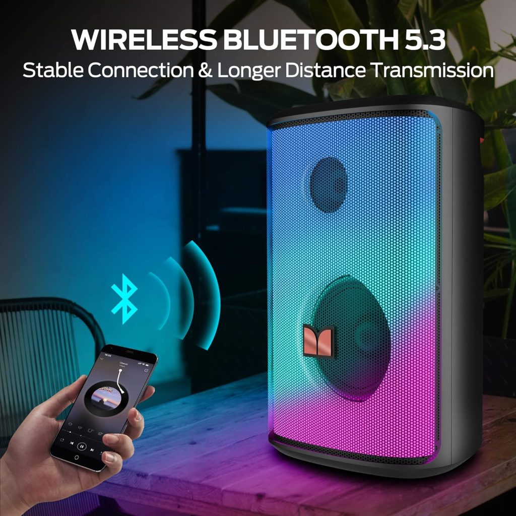 Monster Sparkle Party Speaker 80W, Bluetooth Speaker with Powerful Sound and Punchy Bass, Full Screen Colorful Lights, 24H Playtime, Bluetooth 5.3, Portable Wireless Speakers for Outdoor, Waterproof