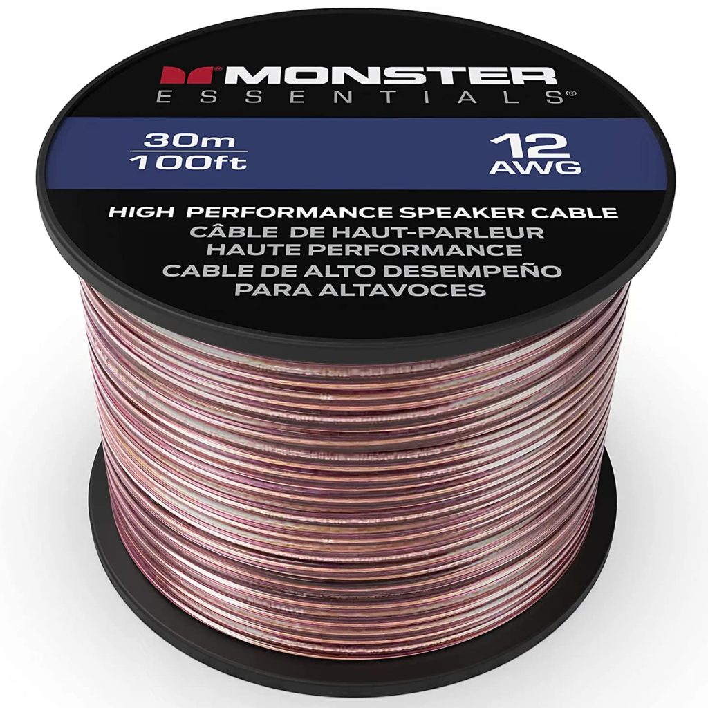 Monster XP Copper Clad Aluminum (CCA) Speaker Wire 12 Gauge Cable 100 FT Spool - Ideal for Home Cinema Cables and Car Audio Cable
