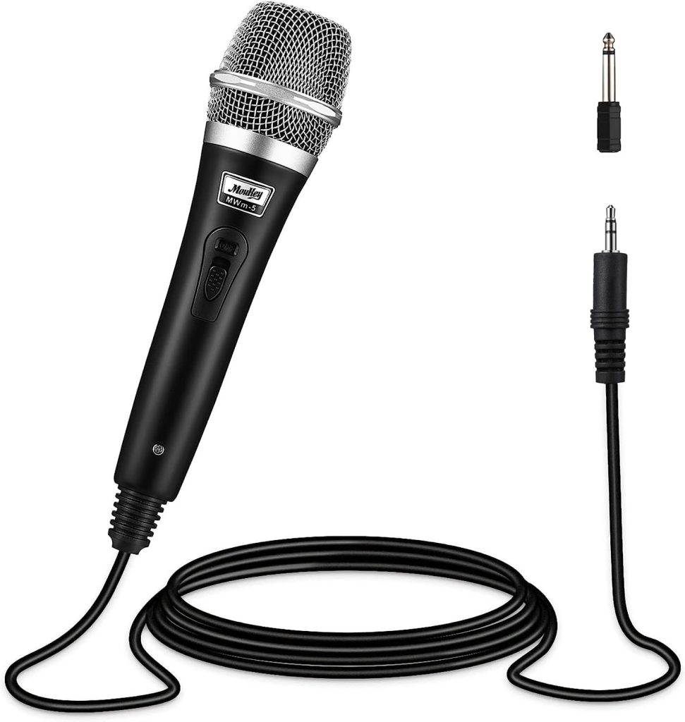 Moukey Karaoke Microphone, Dynamic Microphone with 13 ft Cable, Metal Handheld Cardioid Wired Mic, XLR Microphone for Singing/Stage/Party, Compatible w/Karaoke Machine/PA System/Amp/Mixer, Black