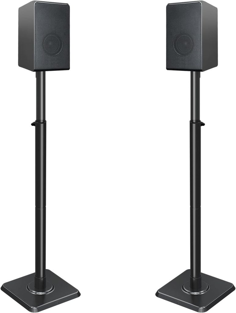 Mounting Dream Speaker Stands Height Adjustable for Satellite  Small Bookshelf Speakers, Set of 2 Floor Stand Mount for Bose Polk JBL Sony Yamaha and Others - 11LBS Capacity MD5402