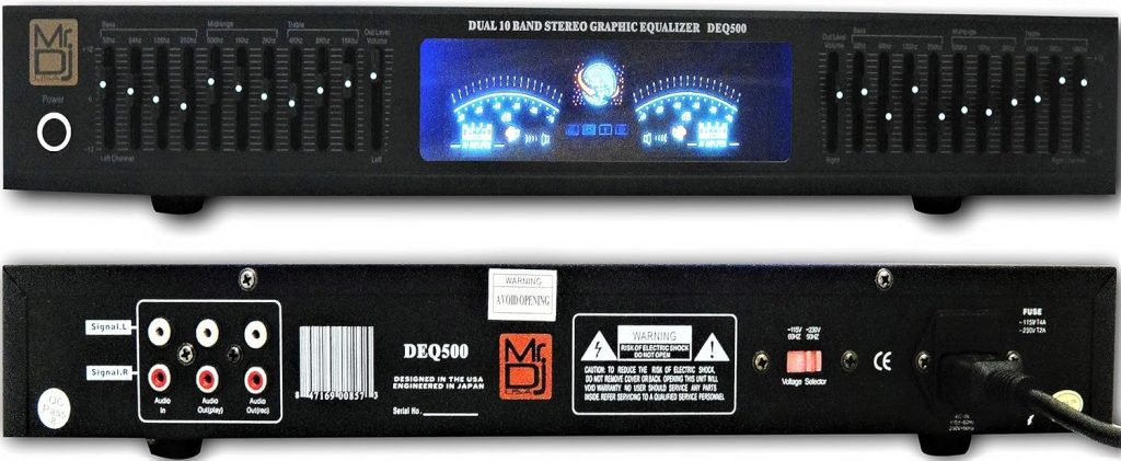 MR DJ DEQ500 19 Rack Mount Pro Dual 10 Band Stereo Graphic Equalizer EQ