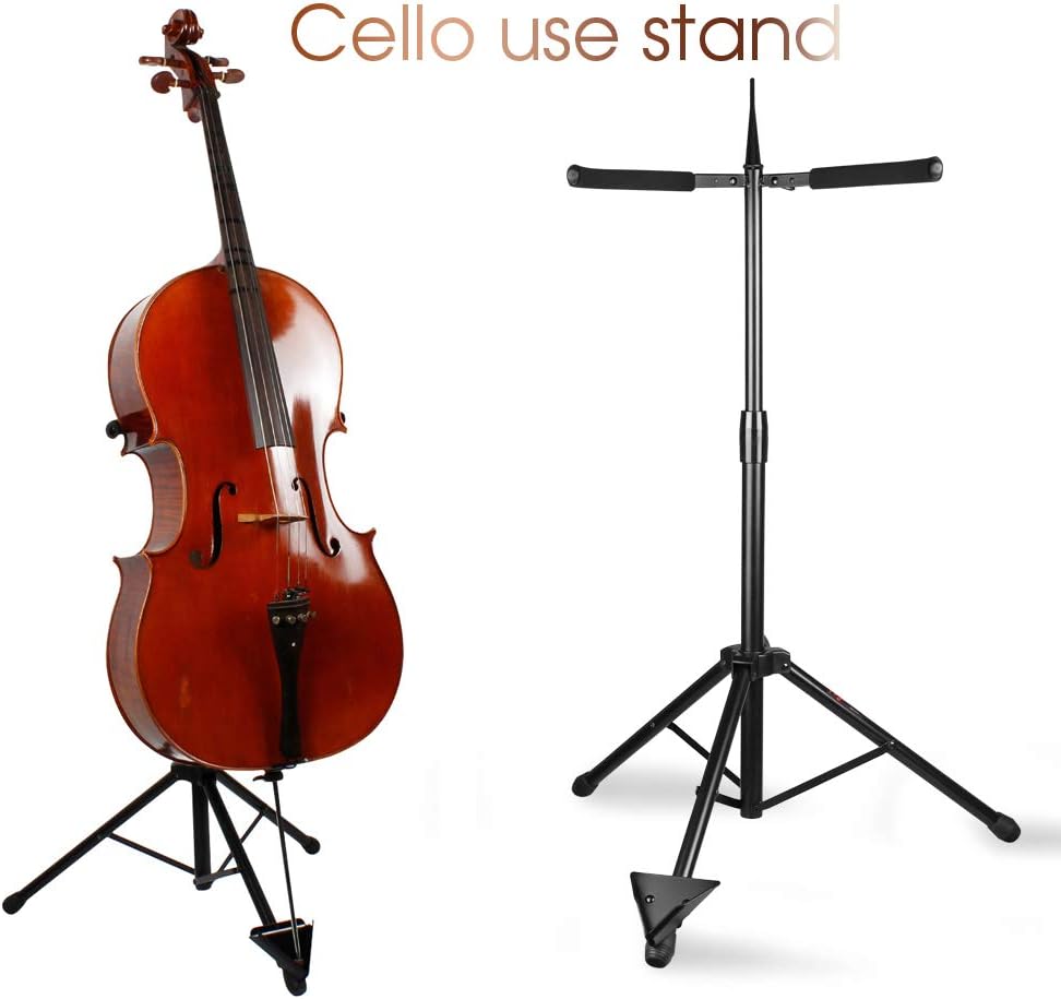 Mr.Power Adjustable Foldable Tripod Stand for Cello with Hook for Bow