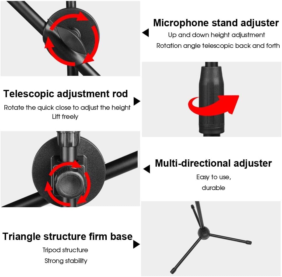 Mr.Power Professional Adjustable Tripod Mic Microphone Boom Stand (with Tablet Mount Holder+Phone Holder)