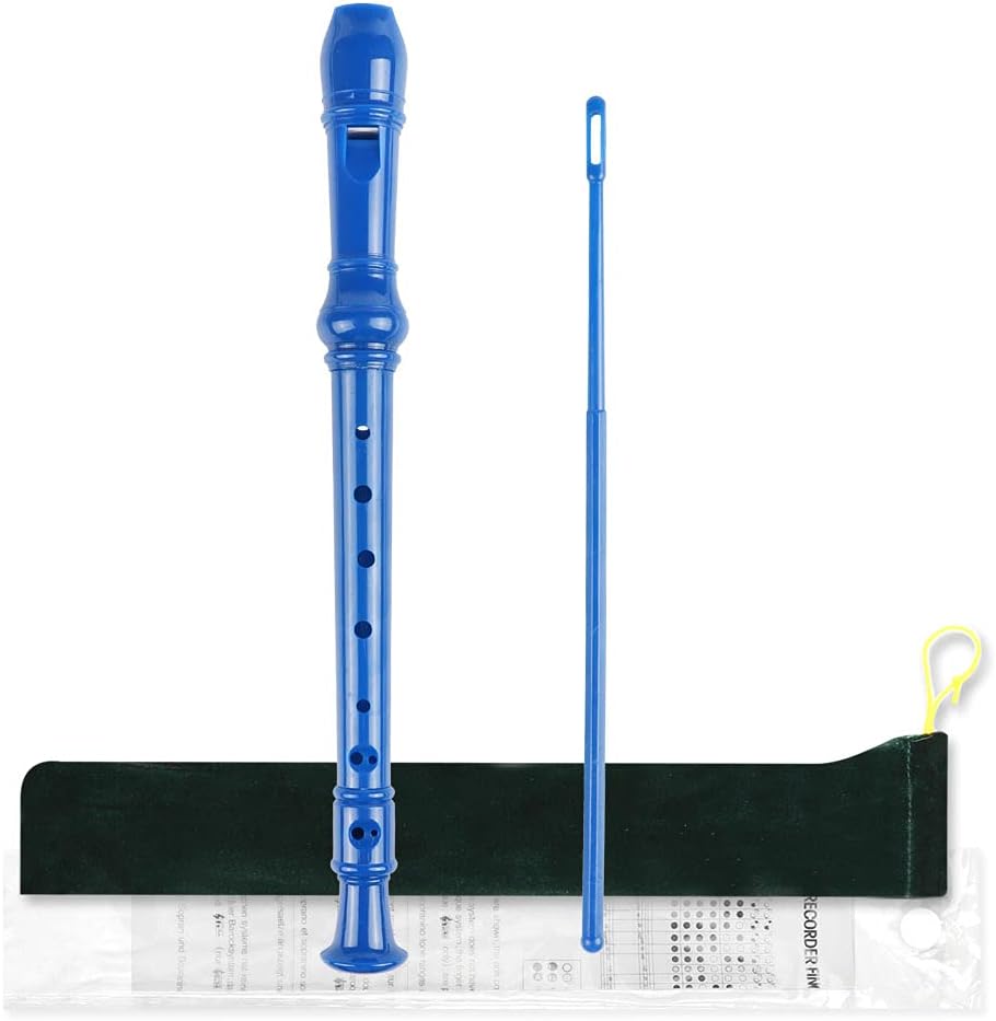Mr.Power Soprano Recorder German Style C Key 8 Holes Easy Instrument for Beginners School Student Home Entertainment (Blue)