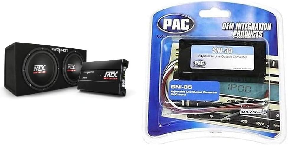 MTX Audio TNP212D2 Terminator Power Pack Subwoofer System - Set of 2,Black  PAC SNI-35 Variable LOC Line Out Converter