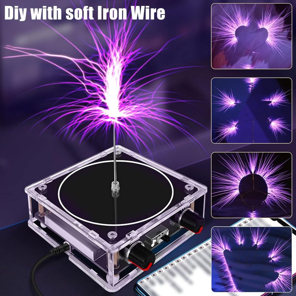 Musical Tesla Coil, Bluetooth Music Tesla Coil, Touchable Artificial Lightning Spark Gap Arc Generator, Wireless Transmission Experiment Model, Science Teaching Experiment Tool Desktop Toy (B)
