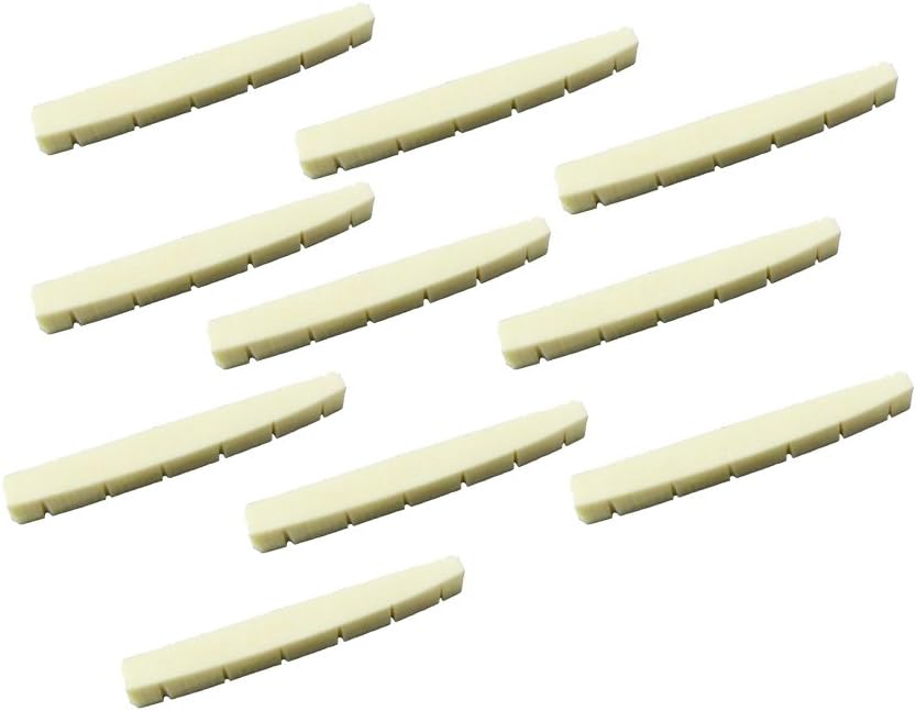 Musiclily 42mm Bone Slotted Electric Guitar Nut Flat Bottom for 6 String Fender Strat Tele, 42x3.5x4.5mm (10 Pieces)