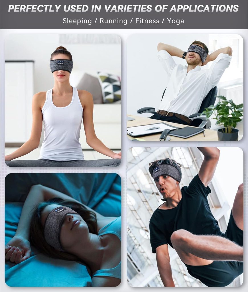 MUSICOZY Bluetooth Headband Headphones Wireless Sleep Headphones, Music Sports Headband for Sleeping Jogging Workout Yoga Running Women Men Gifts