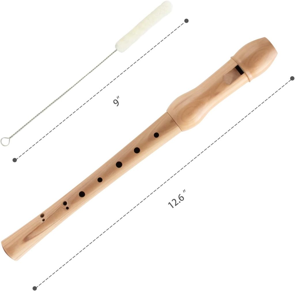 MUSICUBE Soprano Recorder Instrument for Kids Adults Baroque Maple Wood Recorder with Clean Kit and Storage Bag Musical Instrument Kit Beginner and Students Friendly