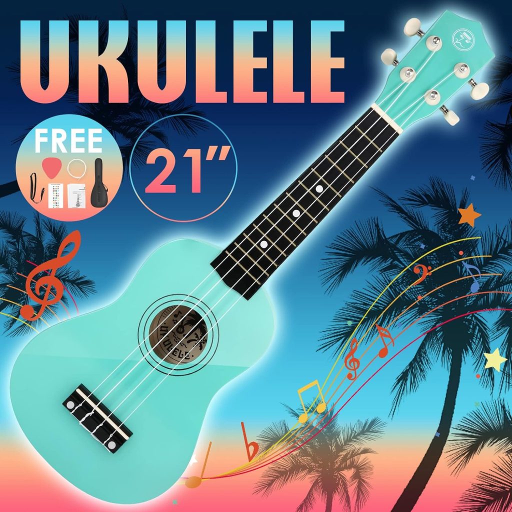 MUSTAR Soprano Ukulele Kids Ukulele for Beginners - 21 Inch Small Guitar Ukulele for Kids Toddlers Birthday Holiday Gifts, Gig Bag, Digital Tuner, Strap, Picks, All in One Kit (Purple)