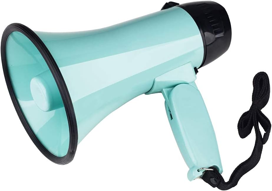 MyMealivos Portable Megaphone Bullhorn 20 Watt Power Megaphone Speaker Voice and Siren/Alarm Modes with Volume Control and Strap (Teal)…