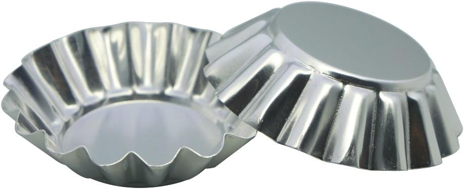 MYStar 3.15 (8 cm) Fluted Design Round Shape Non-stick Aluminum Tart Mold, Mini Pie Tin, Tartlet Pan, set of 20