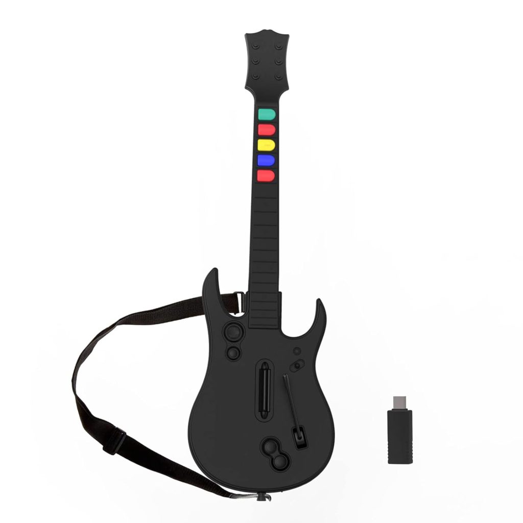NBCP Guitar Hero Controller PC, Wireless PlayStation 3 PS3 /PC Guitar Hero Guitar with Dongle for Clone Hero, Guitar Hero 3/4/5 Rock Band 1/2 Games Black