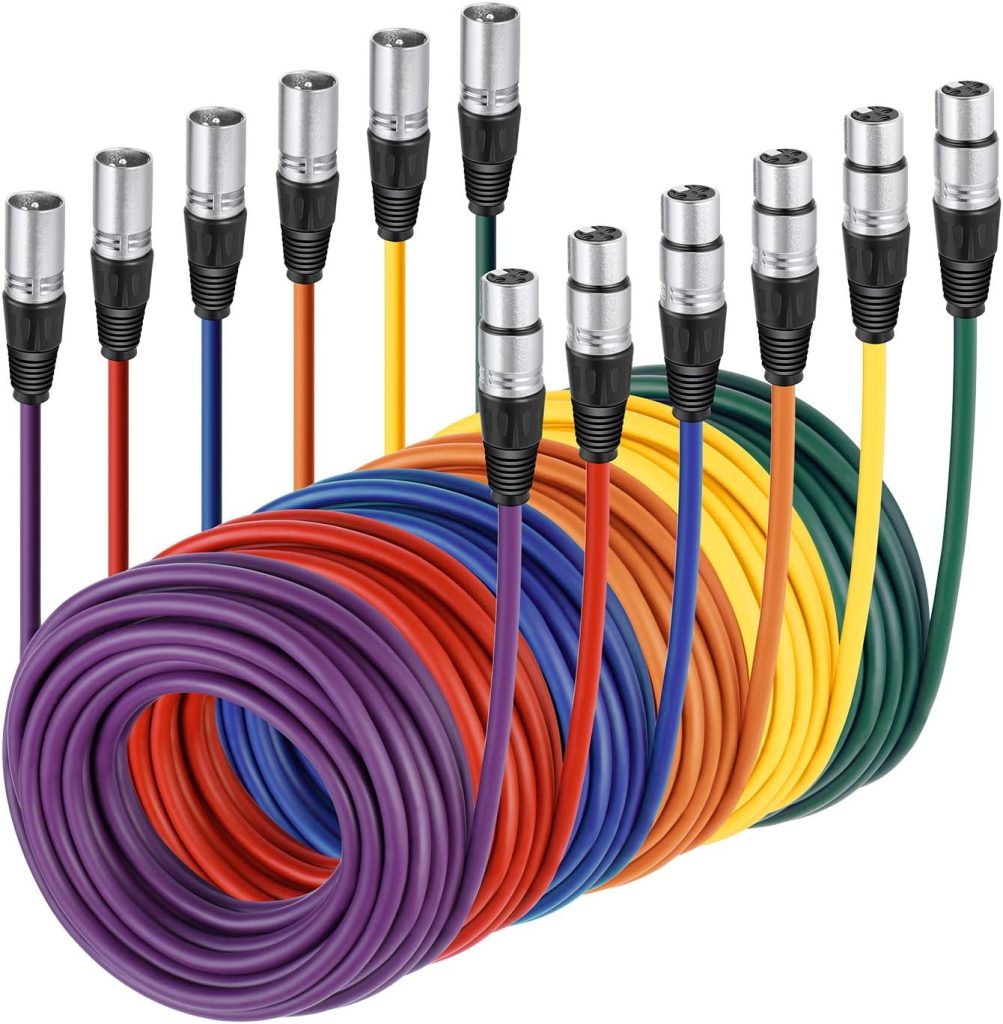 Neewer 6-Pack Audio Mic Cable Cords 24.9 feet/7.6 Meters -XLR Male to XLR Female Colored Snake Cables (Purple/Red/Blue/Orange/Yellow/Green)