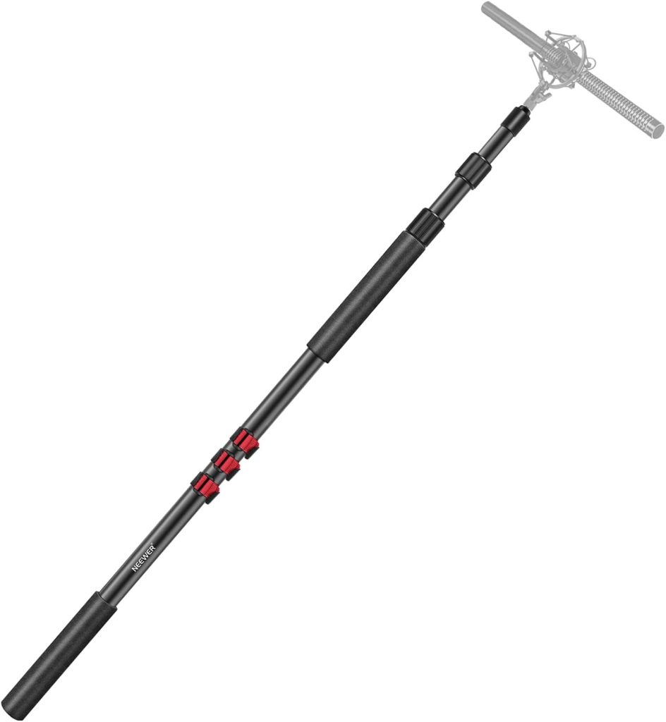 NEEWER NW-7000 Microphone Boom Arm, 3 Section Extendable Handheld Mic Arm with 3/8  3/8 to 5/8 Screw Adapter, 3ft to 8ft Adjustable Length,Auxiliary
