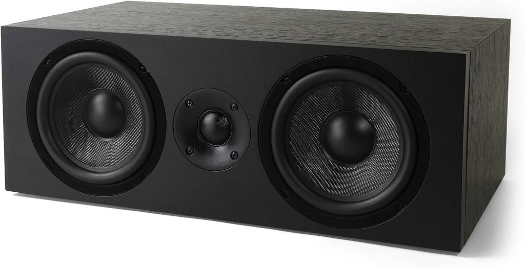 NEUMI CS5 Center Channel Speaker, Dual 5-Inch Woofers, 1-Inch Tweeter, Dark Wood, Single