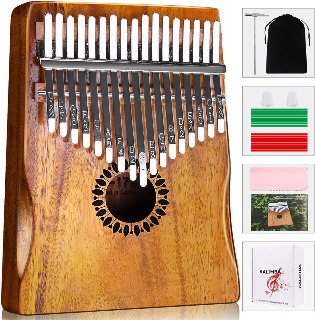 Newlam Kalimba Thumb Piano 17 Keys, Portable Mbira Finger Piano Gifts for Kids and Adults Beginners