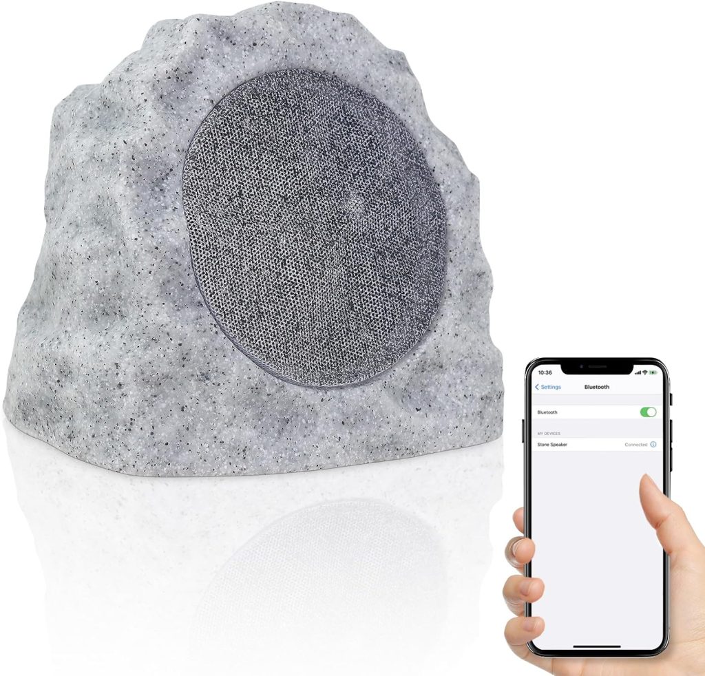 NiceBuy Rock Speakers Outdoor Waterproof Bluetooth Wireless Garden Speakers with TWS Pair Function,Outdoor Landscape Speakers Low Voltage for Deck Patio Yard BBQ