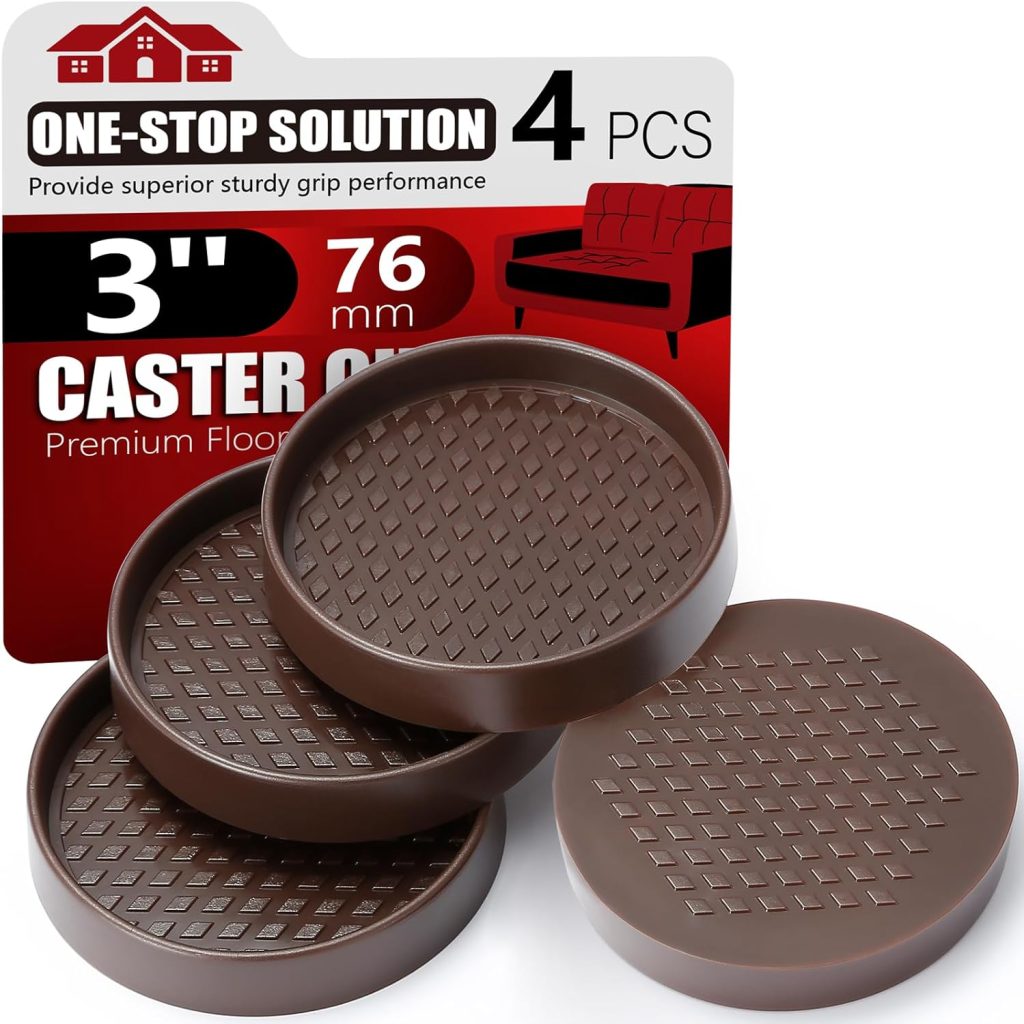 Non Slip Furniture Coasters - Premium Rubber Pads for Hardwood Floors | Anti Slip Furniture Pads | Floor Protectors and Stoppers | Secure and Scratch-Free Floors | Set of 4 (2 Brown)