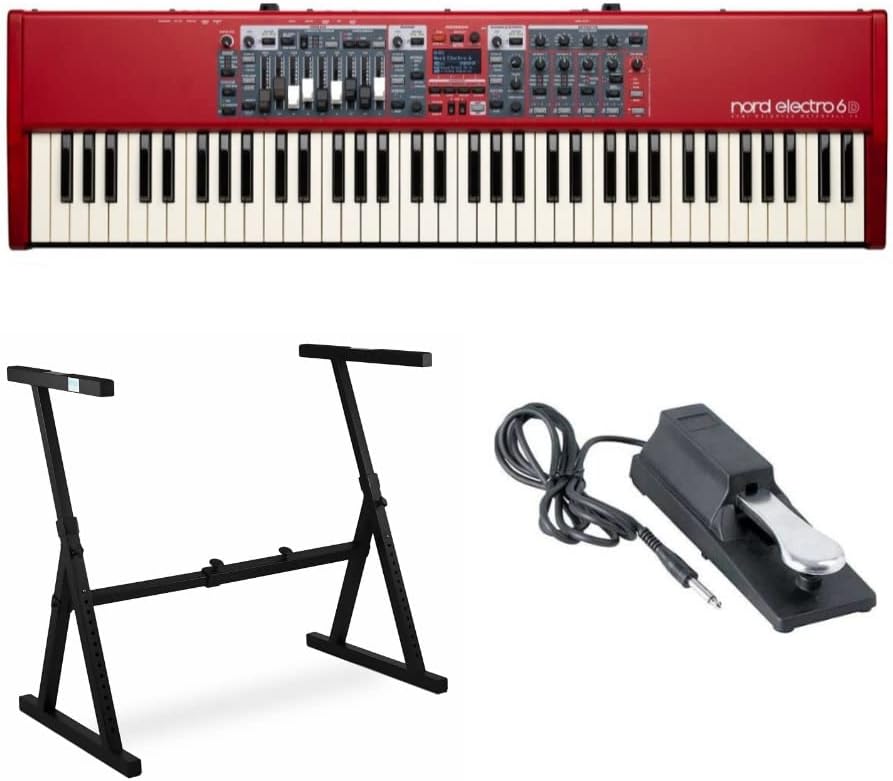 Nord Electro 6D 73-Key Semi-Weighted Action Keyboard with Nine Drawbars Bundle with Z-Style Stand and Sustain Pedal (3 Items)