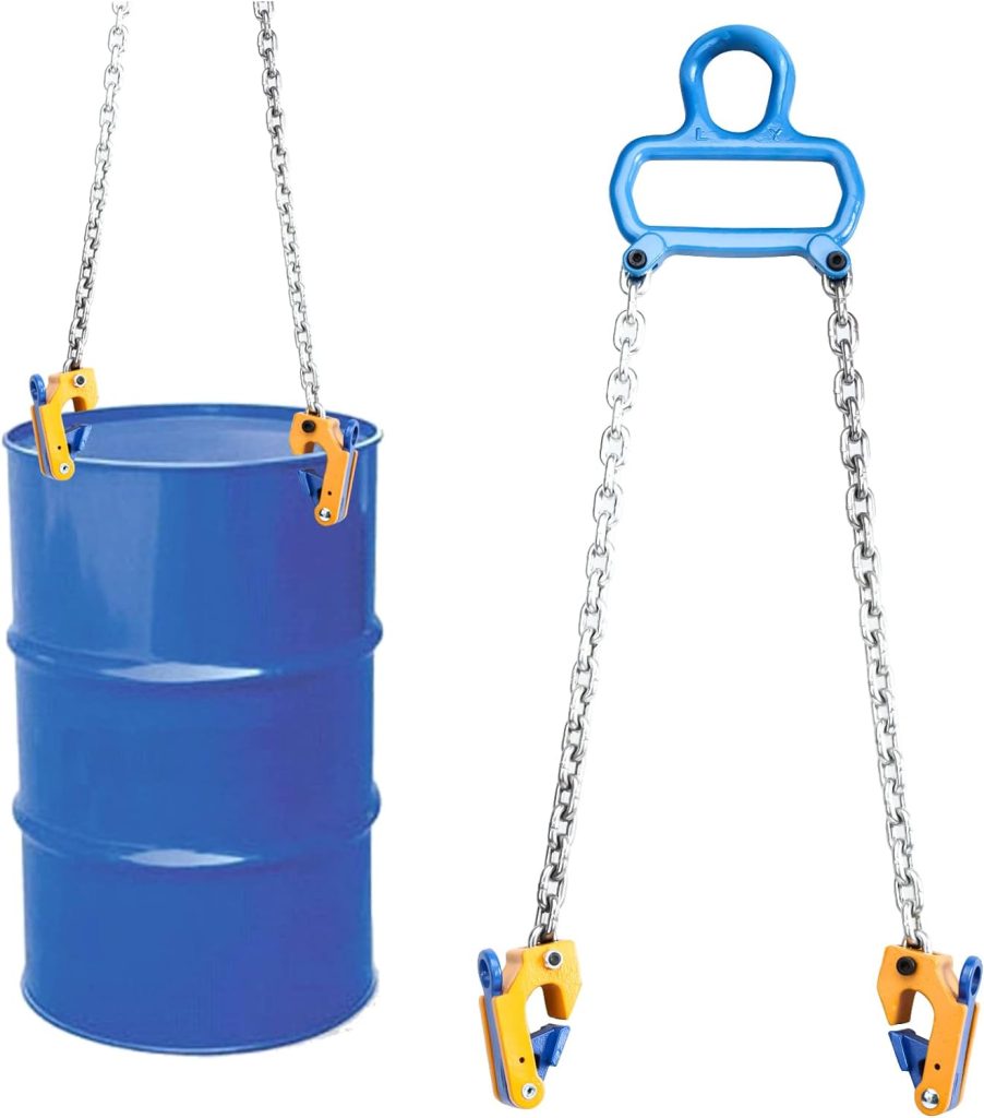 NORJIN Chain Drum Lifter, 2000 lbs Capacity Durable Vertical Hoist for Plastic and Metal Drums