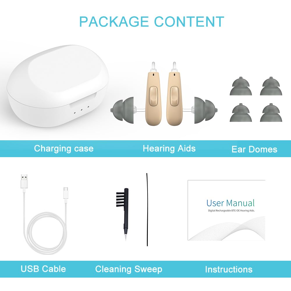 (Not Amplifier) LH11 Plus True 16 Channals Professional Waterproof OTC Rechargeable Hearing Aids for Seniors Severe Hearing Loss with Noise Cancelling Hearing Aid with Magnetic Charging Box (Skin)