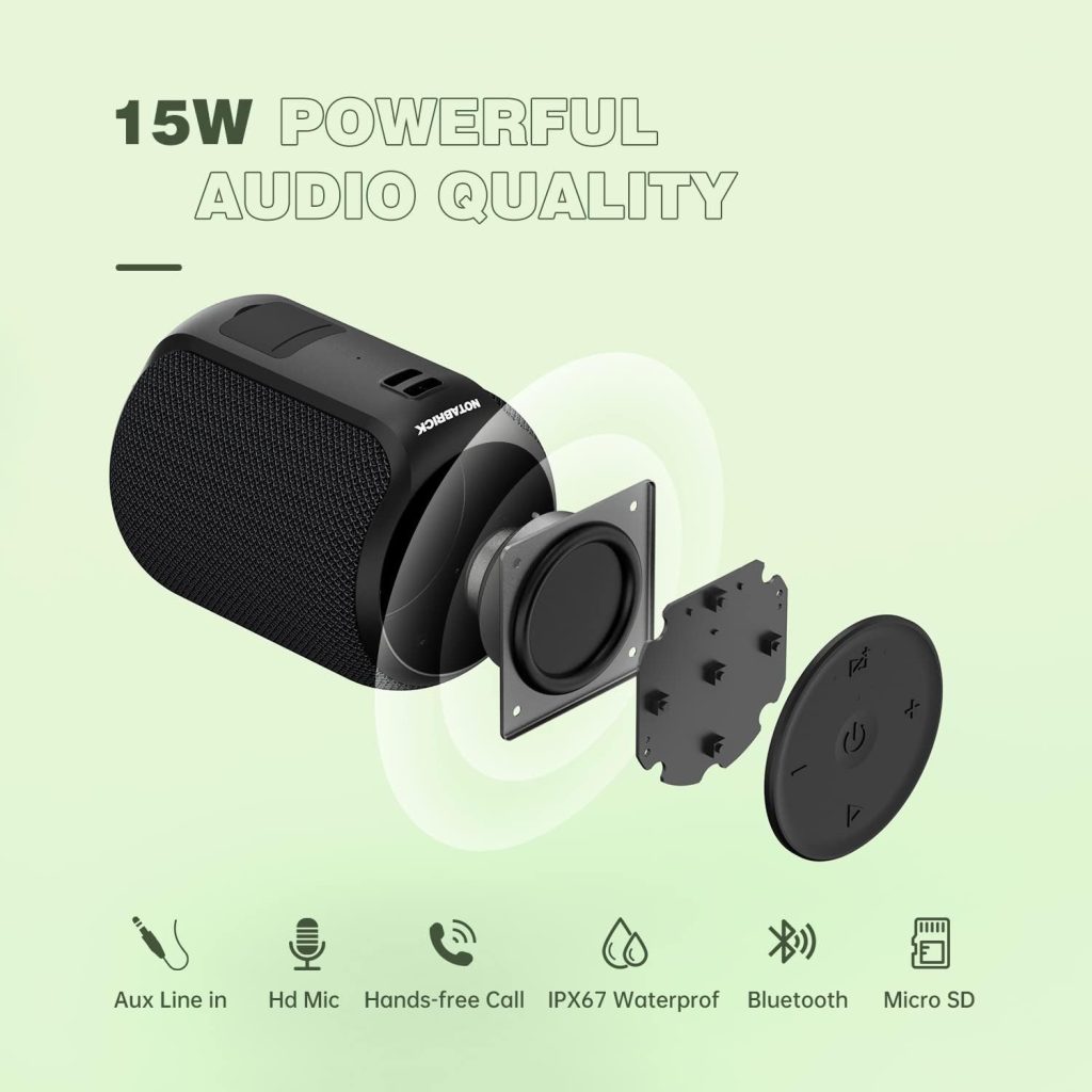 NOTABRICK 【2PCS】 Bluetooth Speakers,Portable Wireless Speaker with 15W (30W) Stereo Sound, Active Extra Bass, IPX6 Waterproof Shower Speaker, Double Pairing, for Party, Home Theater, Game Theater