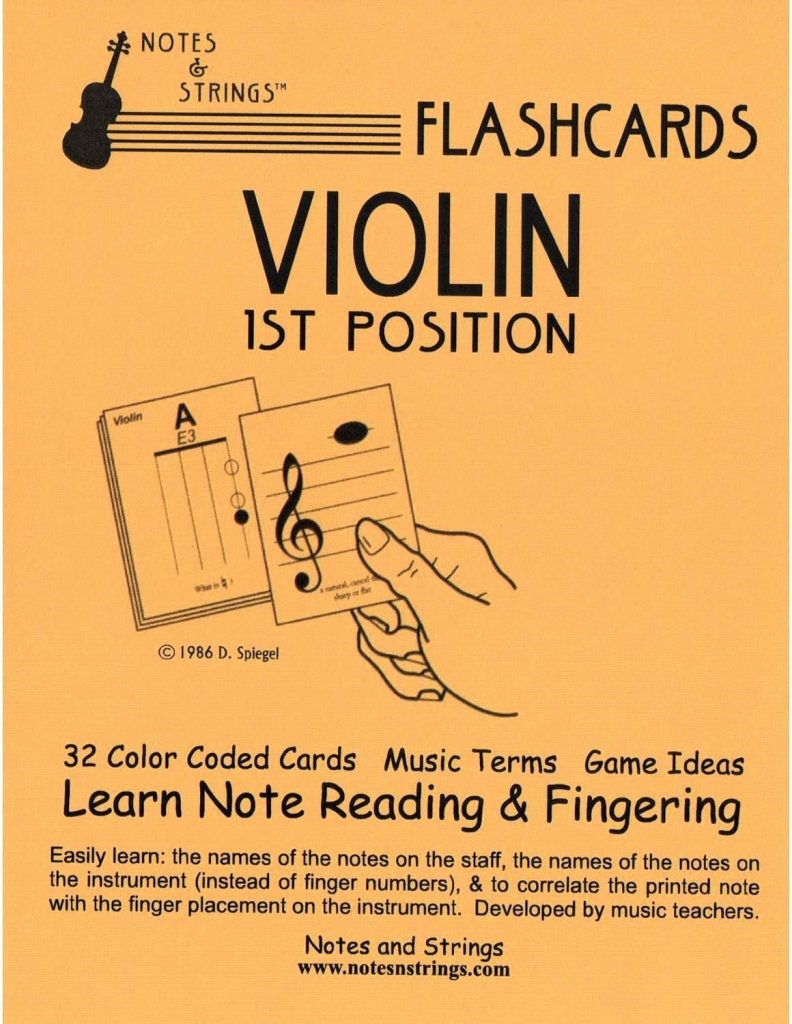Notes  Strings Violin 1st Position 4.25X5.5 Regular Size Flashcards