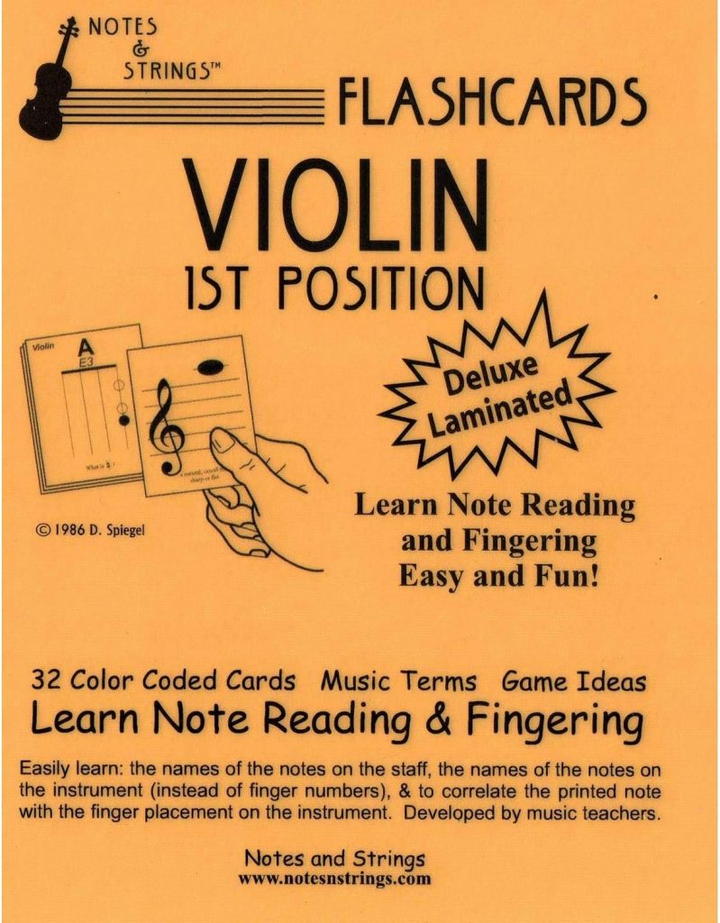 Notes  Strings Violin 1st Position 4.25X5.5 Regular Size Laminated Flashcards