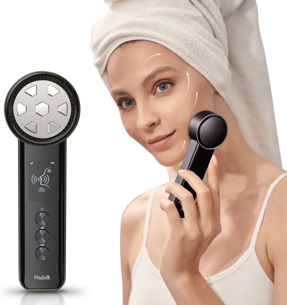 Nulift Radio Frequency Skin Tightening Device | Lifting | Wrinkles Removal | Prevent Sagging | De-Puff | Blemish Control | RF Skin Tightening Machine - 6-in-1 Multifunction at Home Anti Aging Device
