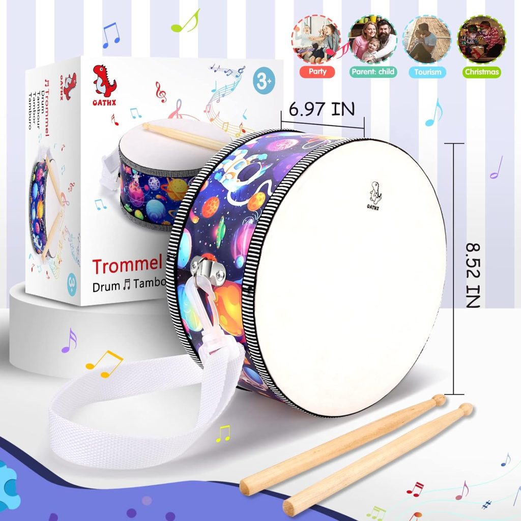 OATHX Toddler Drum Set for Kids Ages 1-6, Wooden Baby Drum Set 8 Double Sided Kids Drum Sensory Music Toys Percussion Musical Instruments for Toddler,Boys  Girls Birthday Gifts