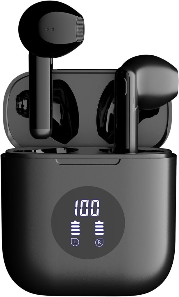 occiam Wireless Earbuds Bluetooth in-Ear Headphones with Microphones IPX7 Waterproof Ear Buds with LED Power Display Charging Case 64H Playback Time Earphones