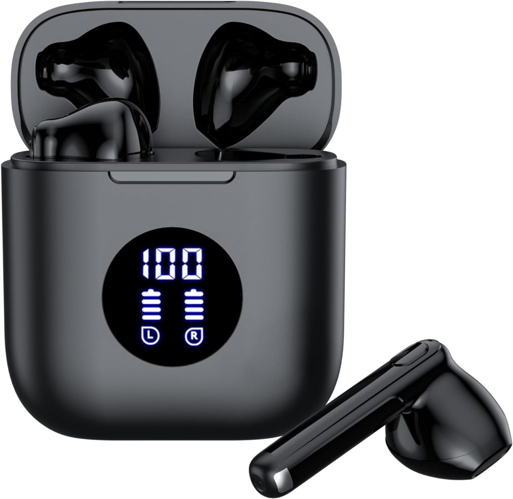 occiam Wireless Earbuds Bluetooth in-Ear Headphones with Microphones IPX7 Waterproof Ear Buds with LED Power Display Charging Case 64H Playback Time Earphones for Office Sports
