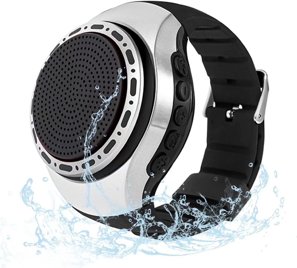 OriDecor Wireless Wearable Waterproof Wrist Portable Bluetooth Speaker Watch with Multi Function FM Radio  MP3 Player  TWS  Selfie  Ultra Long Standby Time for Running, Hiking, Riding（Silver）
