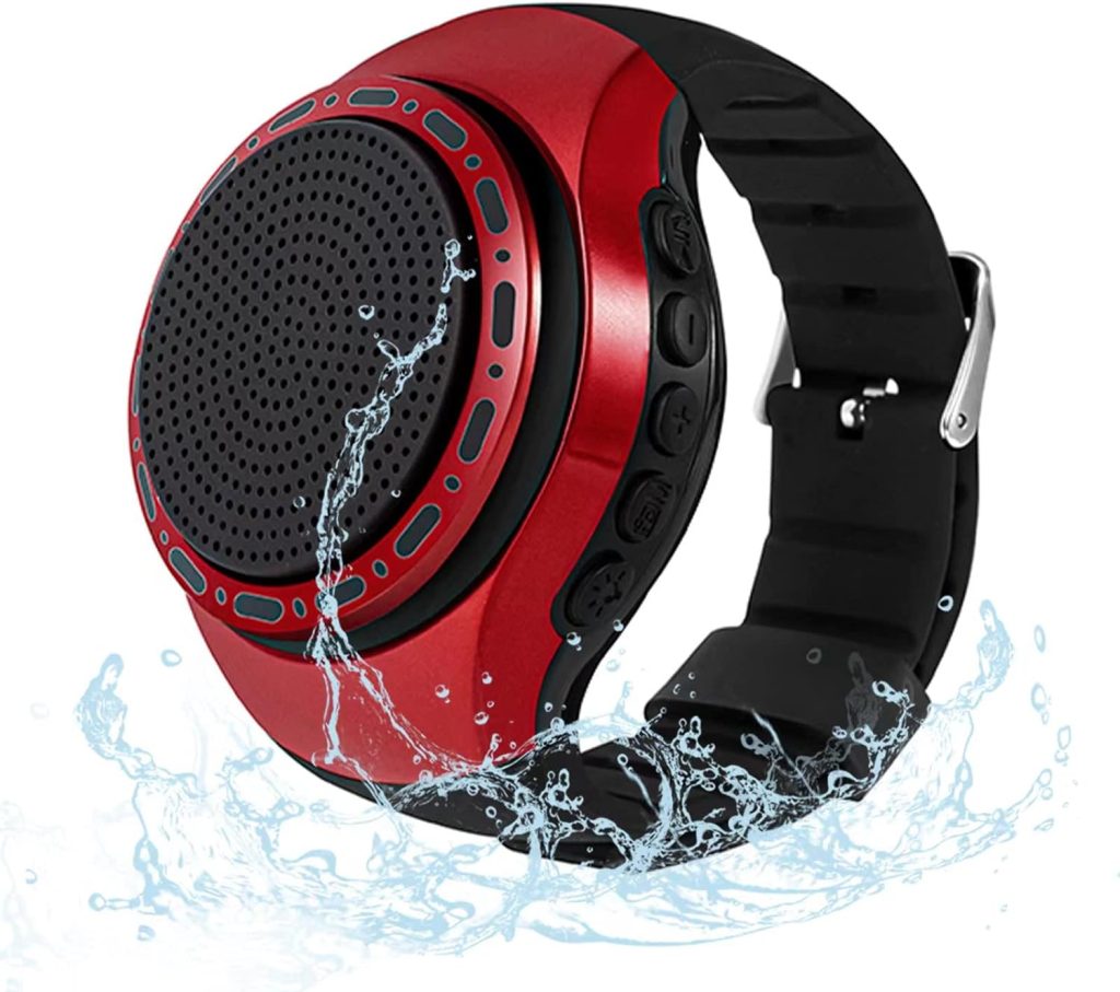 OriDecor Wireless Wearable Waterproof Wrist Portable Bluetooth Speaker Watch with Multi Function FM Radio  MP3 Player  TWS  Selfie  Ultra Long Standby Time for Running, Hiking, Riding（Red）
