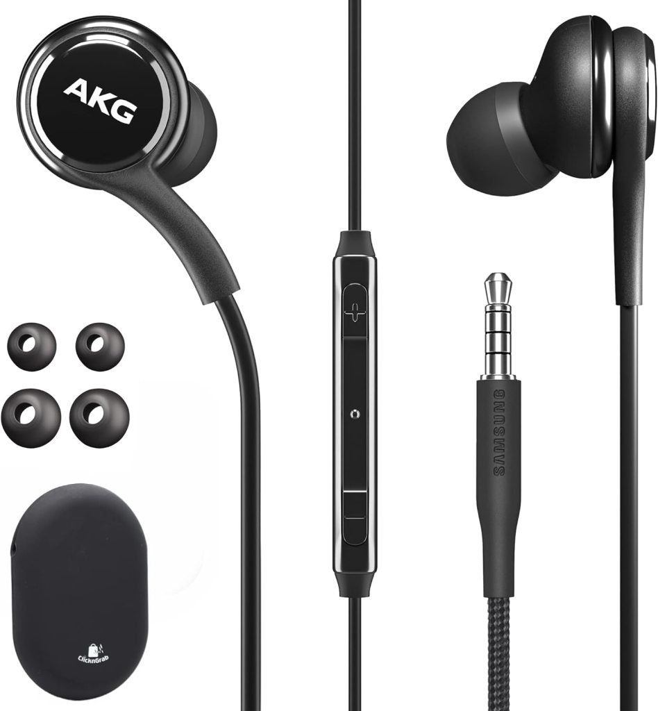 Original Samsung AKG Earbuds 3.5mm in-Ear Earbud Headphones with Remote  Mic for Galaxy A71, A31, Galaxy S10, S10e, Note 10, Note 10+, S10 Plus, S9 - Includes Rubber Pouch - (AKG + Black Pouch)