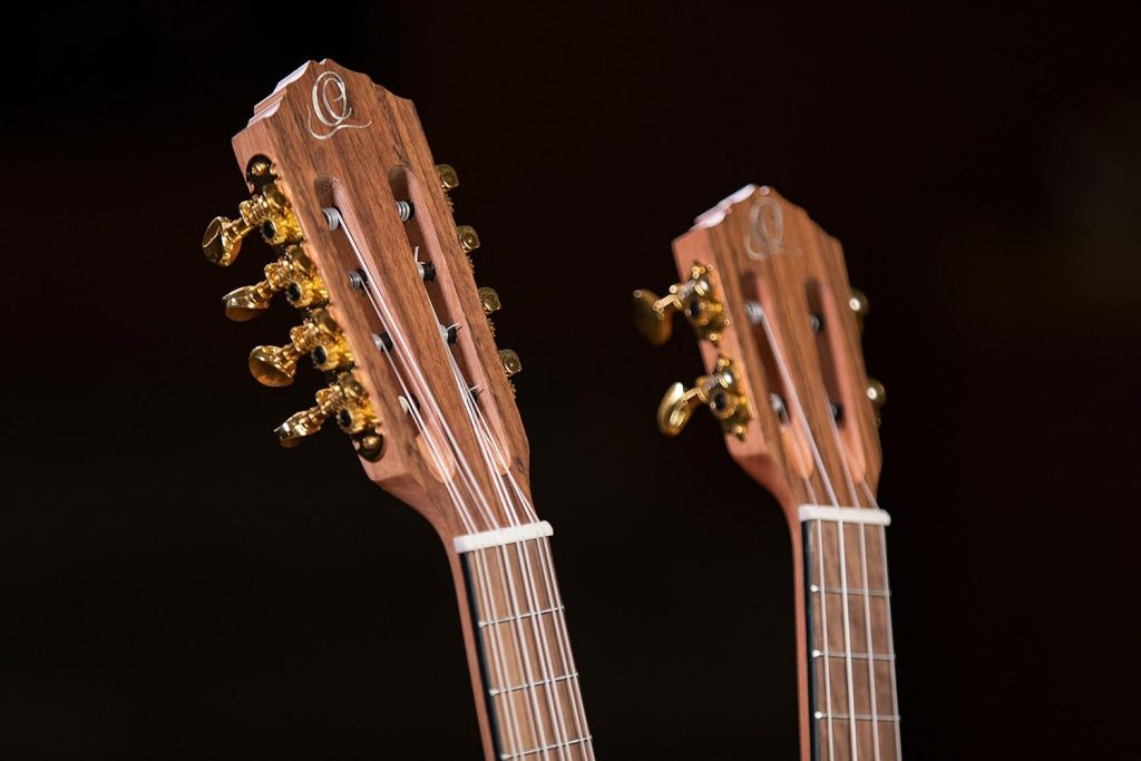 Ortega Guitars Custom Built Series Double Neck 4  8 String Tenor Acoustic-Electric Ukulele w/Bag, Right (Hydra)