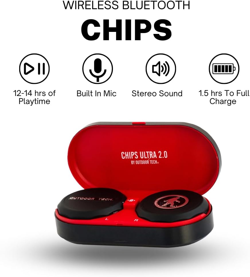 Outdoor Tech - Chips Ultra 2.0 - True Wireless Bluetooth Helmet Speakers for Skiing, Snowboarding Mountain Biking, and Climbing
