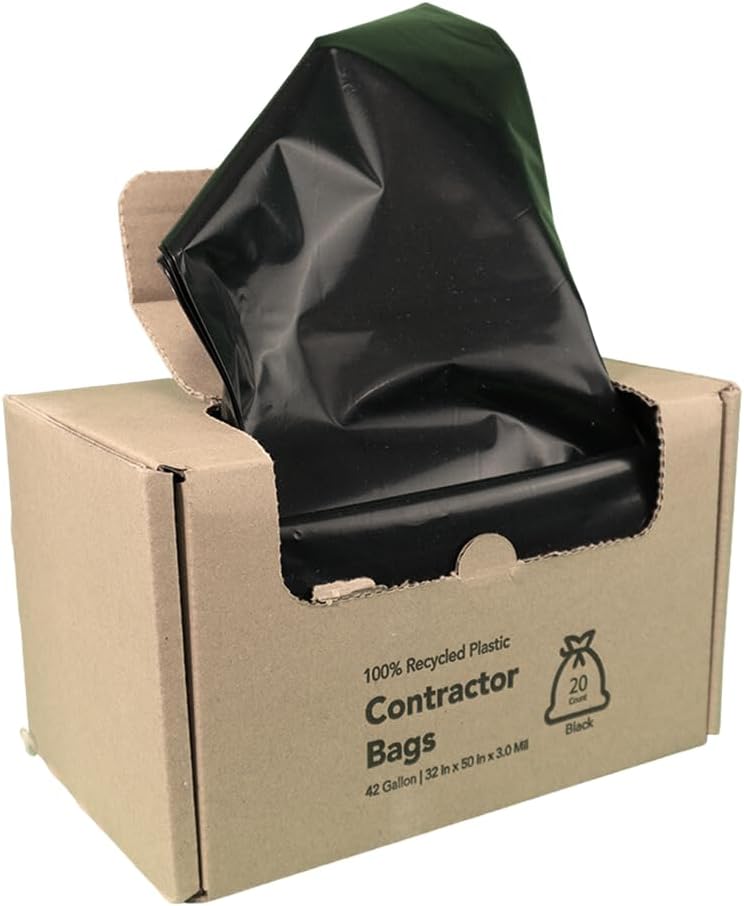 Oxley Drum Liner Bags, 55 Gallon Trash Bags, 3 Mil Thick, 100% Recycled Material, 20 Count, Black, Eco-Friendly