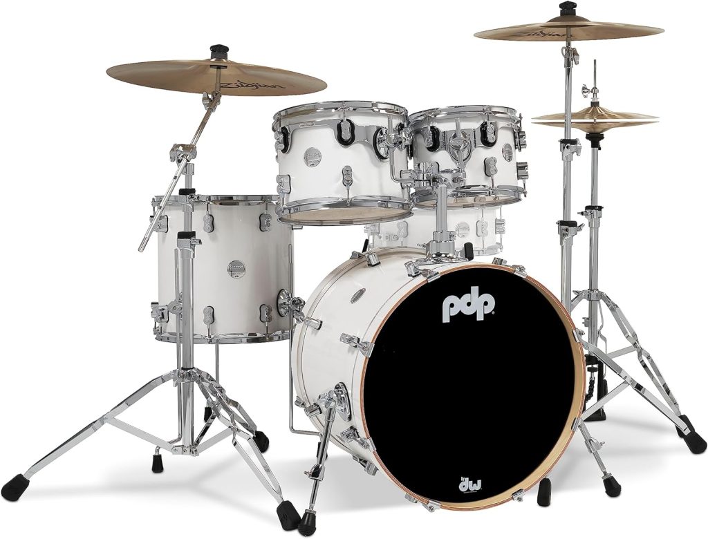 Pacific Drums  Percussion PDP Concept Maple 4-Piece Fusion, Pearlescent White Drum Set Shell Pack (PDCM20FNPW)