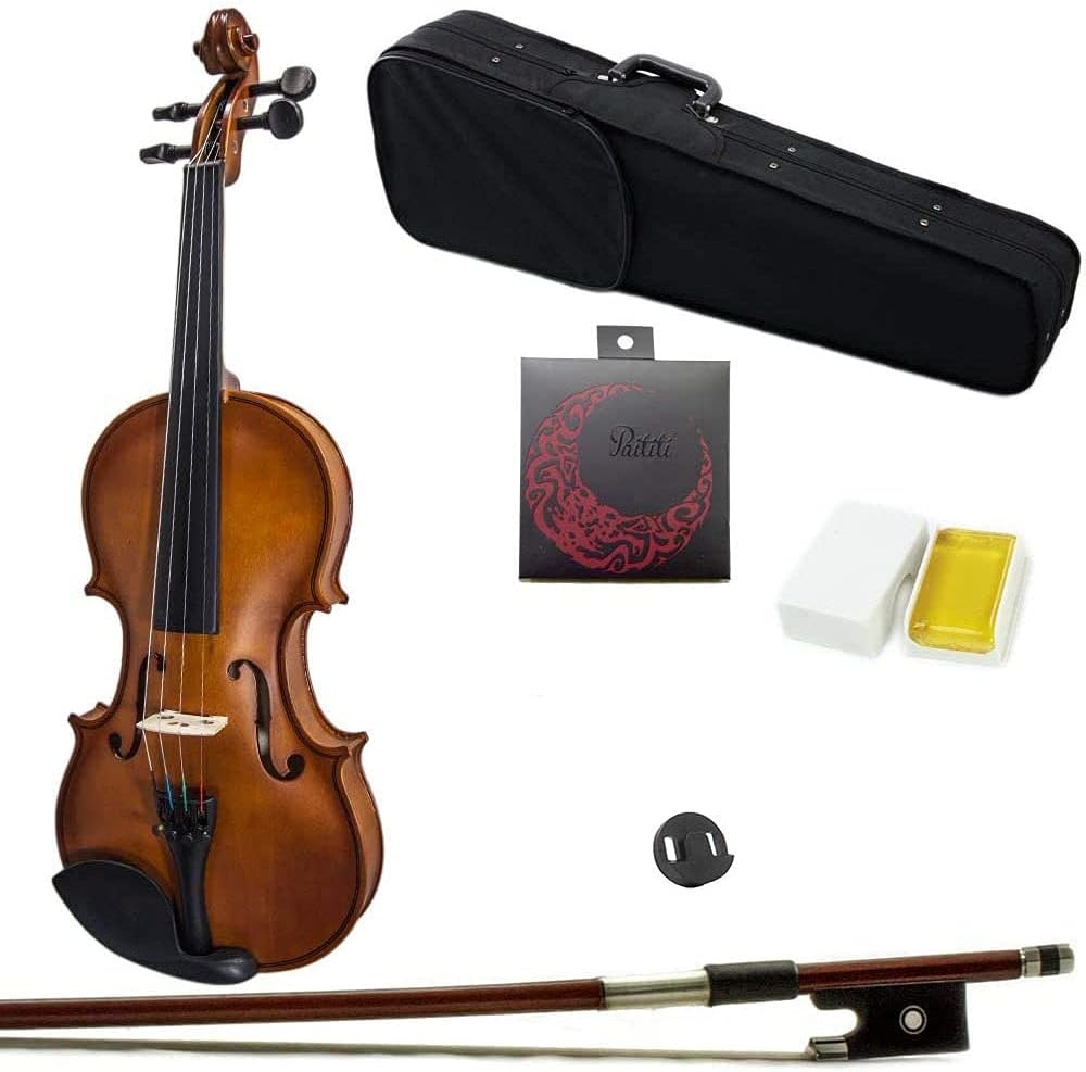 Paititi 3/4 Size Artist-100 Student Violin Starter Kit with Brazilwood Bow Lightweight Case, Shoulder Rest, Extra Strings and Rosin