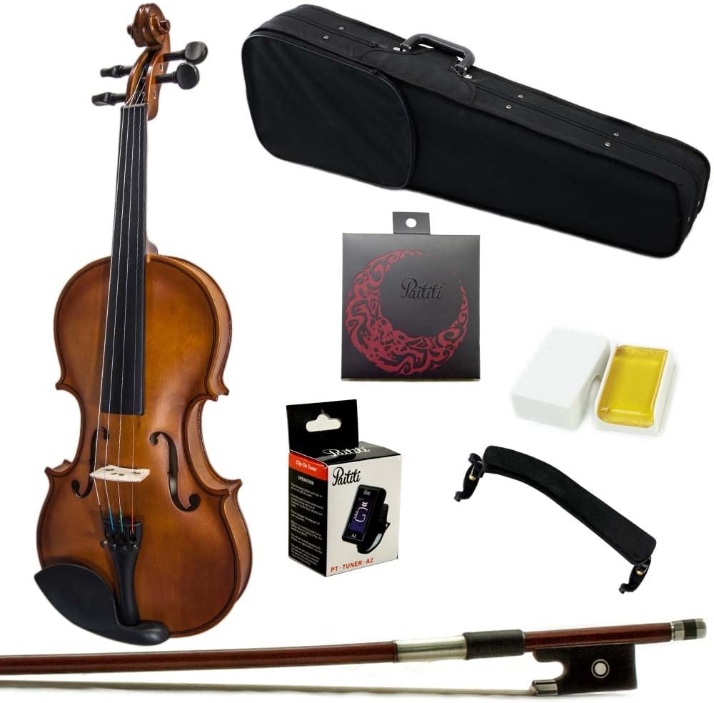 Paititi 4/4 Full Size Artist-100 Student Violin Starter Kit with Brazilwood Bow Lightweight Case, Shoulder Rest, Extra Strings and Rosin