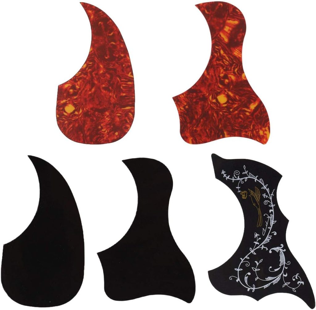 Pakala66 Acoustic Guitar Pickguard Pack of 5, Hummingbird and Water Shaped Self Adhesive