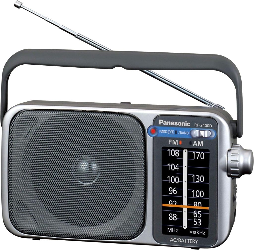 Panasonic Portable AM / FM Radio, Battery Operated Analog Radio, AC Powered, Silver (RF-2400D)