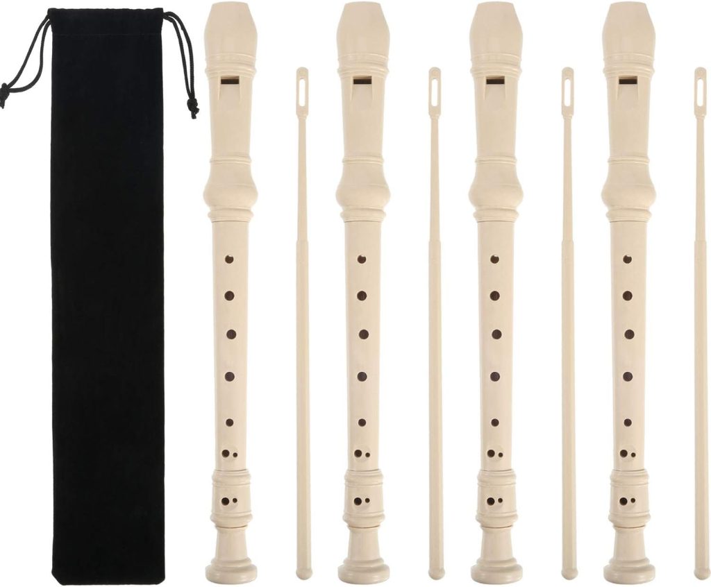 Pangda 4 Pack Descant Soprano Recorder German Style 8 Hole with Cleaning Rod, Black Storage Bag