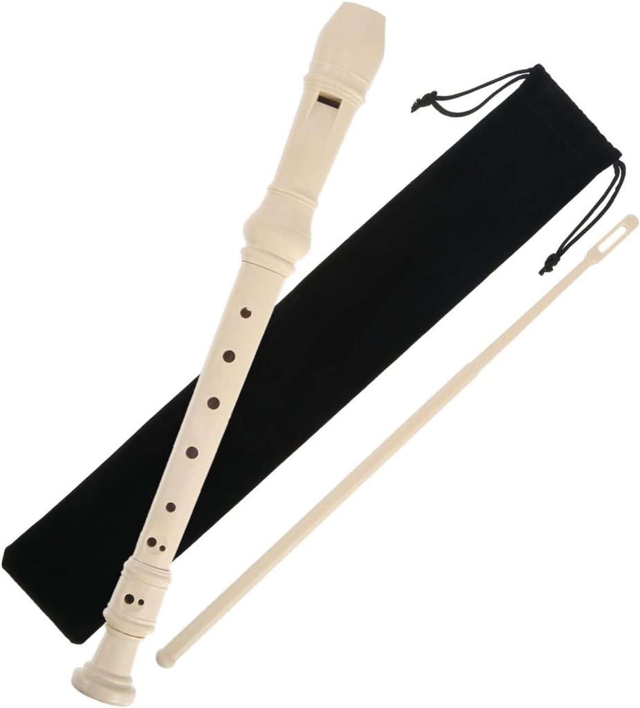 Pangda Descant Soprano Recorder German Style 8 Hole with Cleaning Rod, Black Storage Bag (Ivory White)