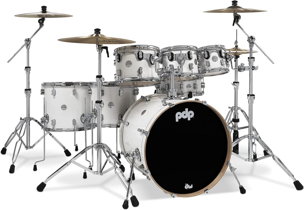 PDP By DW 7-Piece Concept Maple Shell Pack with Chrome Hardware Pearlescent White