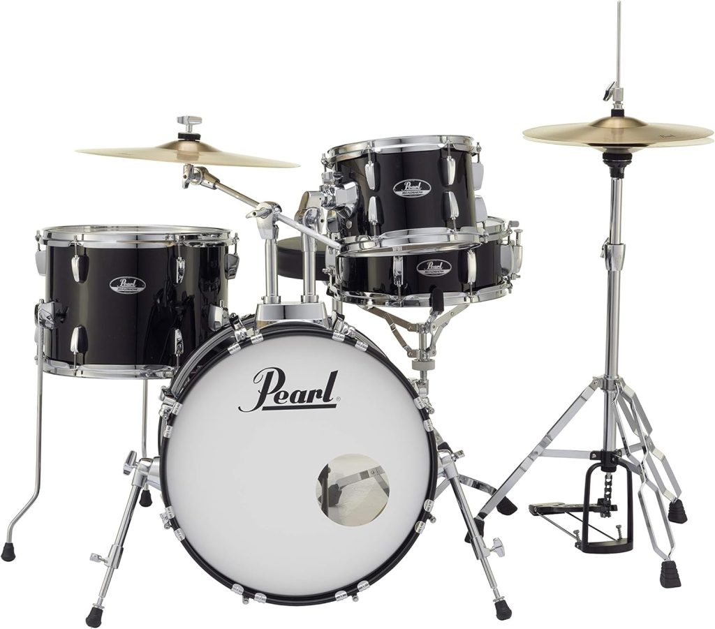 Pearl Roadshow Drum Set 4-Piece Complete Kit with Cymbals and Stands, Jet Black (RS584C/C31)