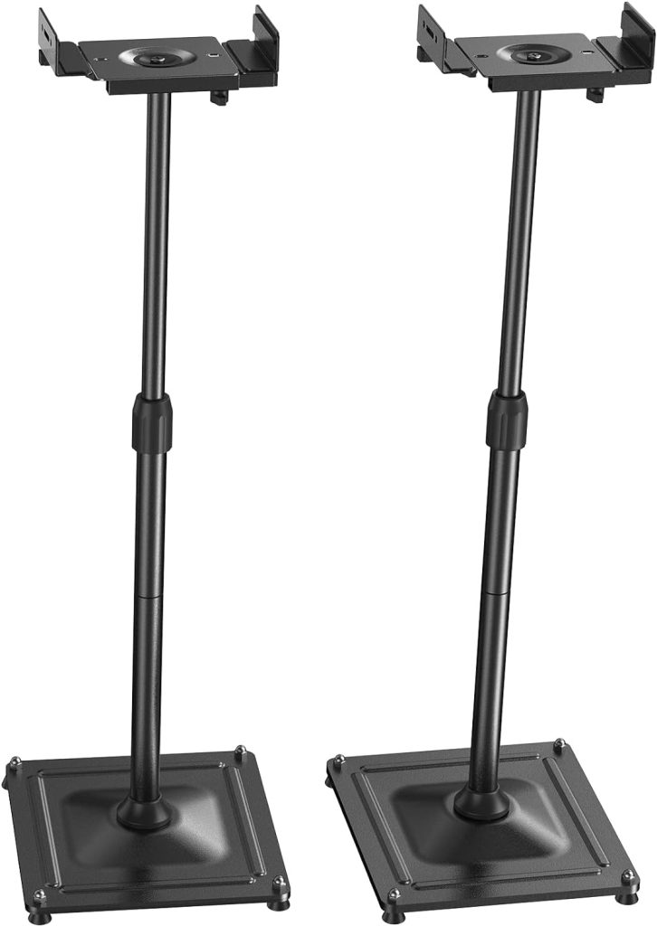 PERLESMITH Universal Speaker Stands Height Adjustable Extend 30.7” to 42.5” Holds Satellite Speakers  Bookshelf Speakers up to 11lbs-1 Pair PSSS2 Black